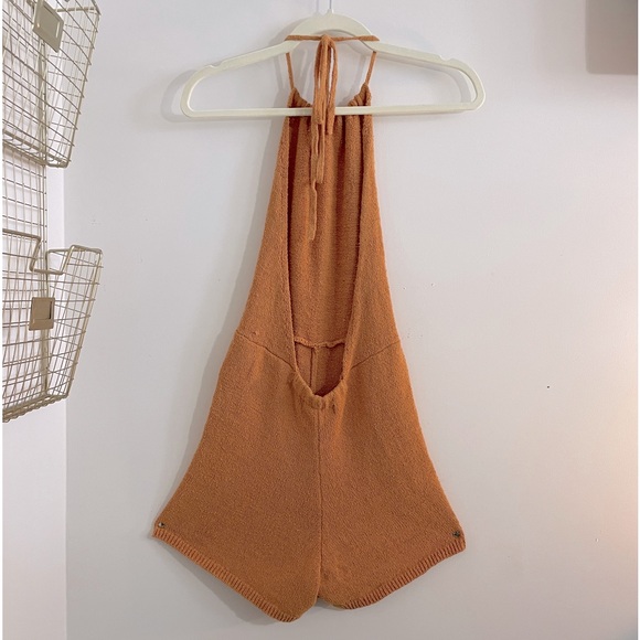 Free People Beach- rustic orange romper (slightly used) Knit - Picture 2 of 3